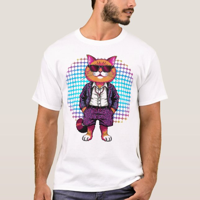 Party Cat in Sunglasses – Disco Outfit T-Shirt (Front)