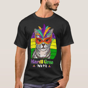 Party Cat Mask Beads Mardi Gras 2023 10 T-Shirt