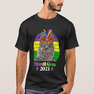 Party Cat Mask Beads Mardi Gras 2023 4 T-Shirt
