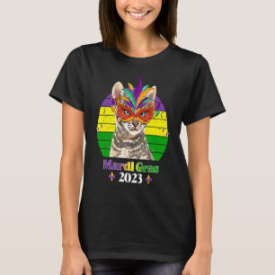 Party Cat Mask Beads Mardi Gras 2023 8 T-Shirt