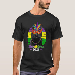 Party Cat Mask Beads Mardi Gras 2023 9 T-Shirt