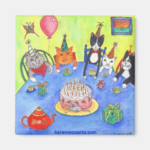 Party Cats! Birthday kitty cats fun funny cards Magnet