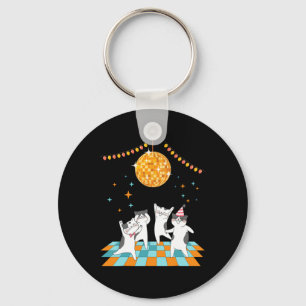 Party Cats Dancing Under Disco Ball  Keychain