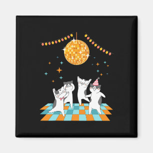 Party Cats Dancing Under Disco Ball  Magnet