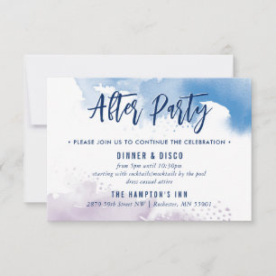 PARTY CELEBRATION CARD cute blue purple watercolor