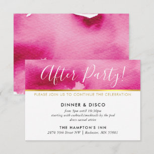 PARTY CELEBRATION CARD gold dark pink watercolor