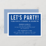 PARTY CELEBRATION CARD modern block royal blue<br><div class="desc">by kat massard >>> www.simplysweetPAPERIE.com <<< A simple design for your PARTY CARDS - to match your main invitations. Love the design, but would like to see some changes - another colour scheme, product, add a photo or adapted for a different occasion - no worries simply contact me, KAT@SIMPLYSWEETPAPERIE.COM I...</div>