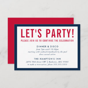 PARTY CELEBRATION INFO modern bold boy navy red Invitation