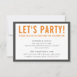 PARTY CELEBRATION INFO modern bold grey orange Invitation<br><div class="desc">by kat massard >>> www.simplysweetPAPERIE.com <<< A simple design for your PARTY CARDS - to match your main invitations. Love the design, but would like to see some changes - another colour scheme, product, add a photo or adapted for a different occasion - no worries simply contact me, KAT@SIMPLYSWEETPAPERIE.COM I...</div>