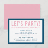 PARTY CELEBRATION INFO modern bold navy blue pink