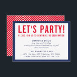 PARTY CELEBRATION INFO modern bold navy blue red Invitation<br><div class="desc">by kat massard >>> www.simplysweetPAPERIE.com <<< A simple design for your PARTY CARDS - to match your main invitations. Love the design, but would like to see some changes - another colour scheme, product, add a photo or adapted for a different occasion - no worries simply contact me, KAT@SIMPLYSWEETPAPERIE.COM I...</div>