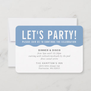 PARTY CELEBRATION INFO modern bold wave blue grey Invitation