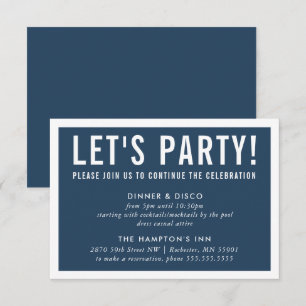 PARTY CELEBRATION INFO simple modern block navy Invitation
