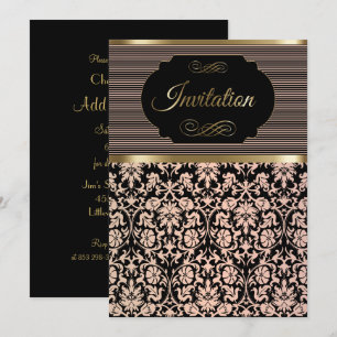 Party Celebration Invitation in Rose, Black & Gold