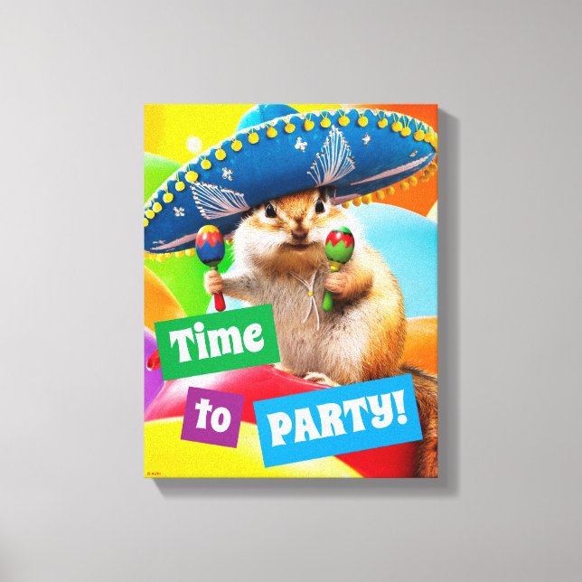 Party Chipmunk In Sombrero Canvas Print (Front)