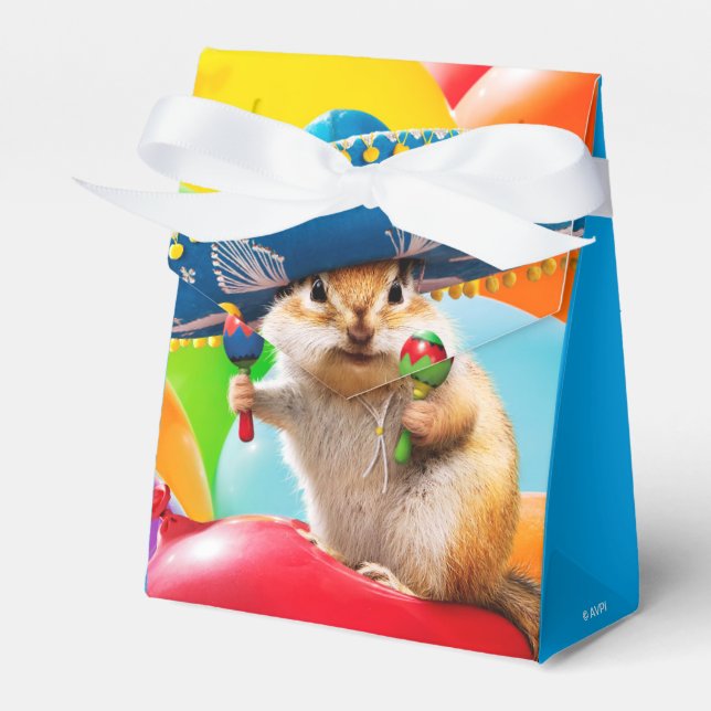 Party Chipmunk In Sombrero Favor Box (Front Side)