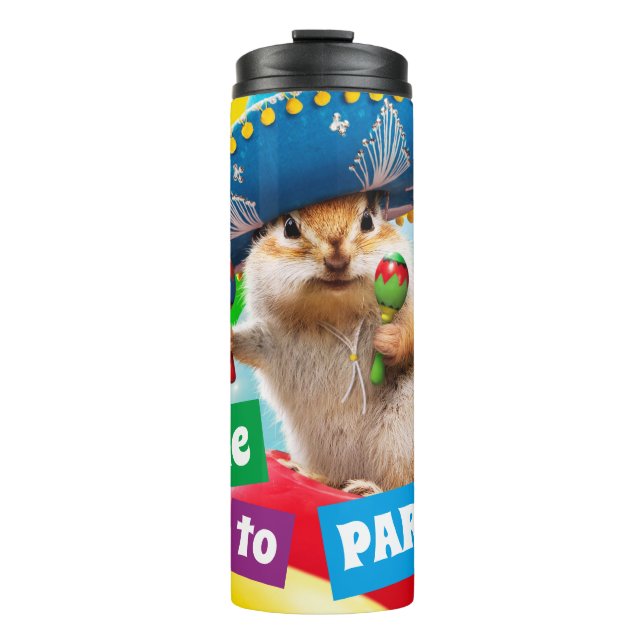 Party Chipmunk In Sombrero Thermal Tumbler (Front)