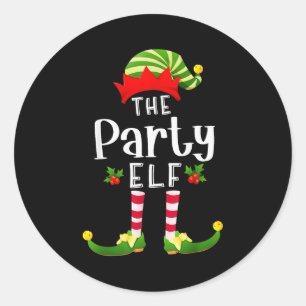 Party Christmas Elf Matching Pajama X-mas Party Classic Round Sticker