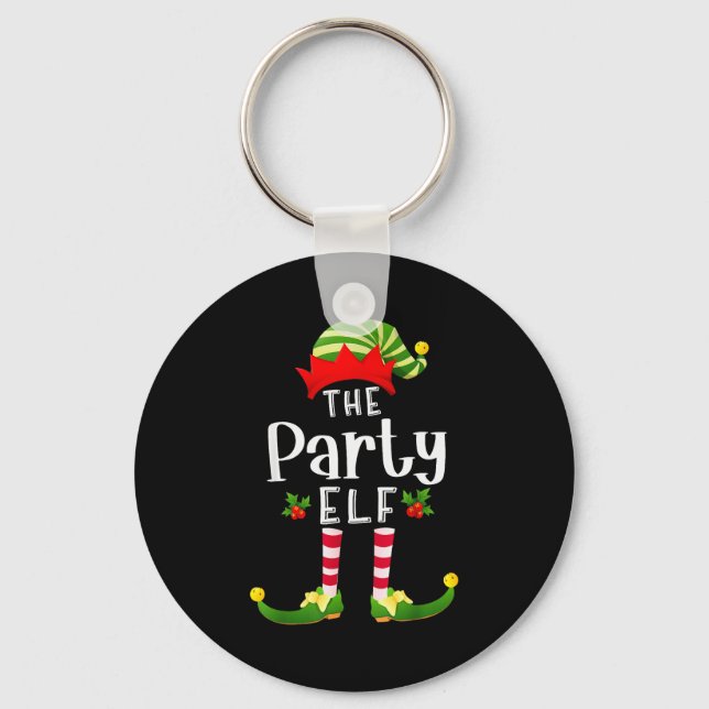 Party Christmas Elf Matching Pajama X-mas Party  Keychain (Front)