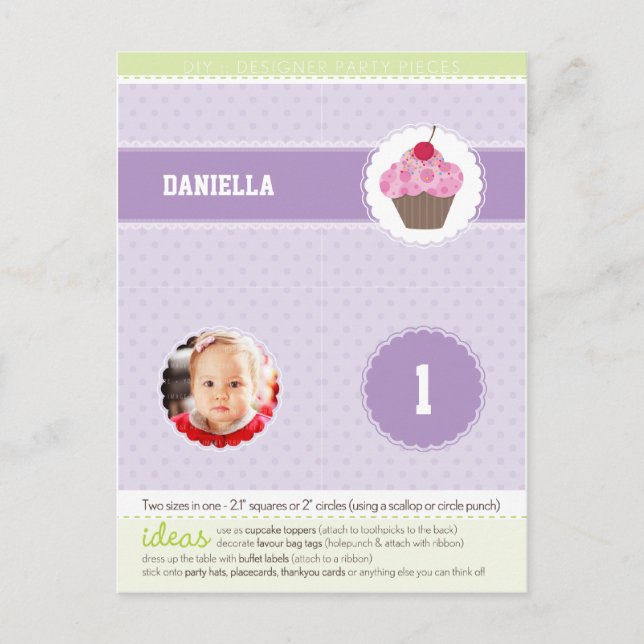 PARTY CIRCLES :: cupcake 5 Invitation Postcard (Front)