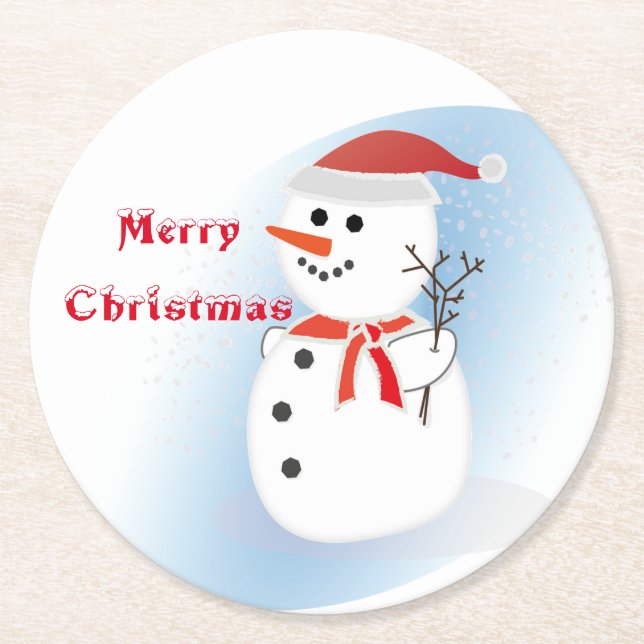 Party Coasters pulp board merry Christmas snowman (Front)