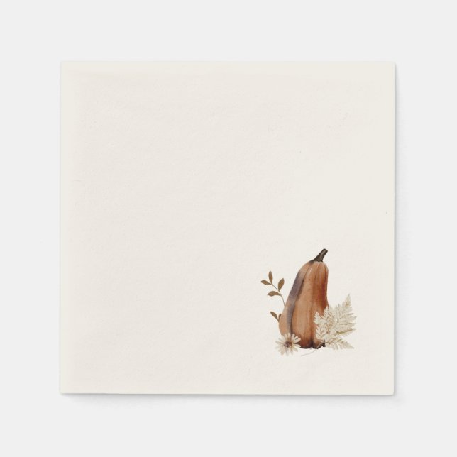 Party Cocktail Napkin, Golden Harvest Pumpkins Napkin (Front)