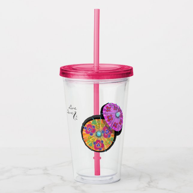 Party Cocktail Umbrella  Personalized Acrylic Tumbler (Front)