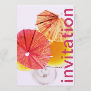 party cocktail with colourful paper umbrellas invitation