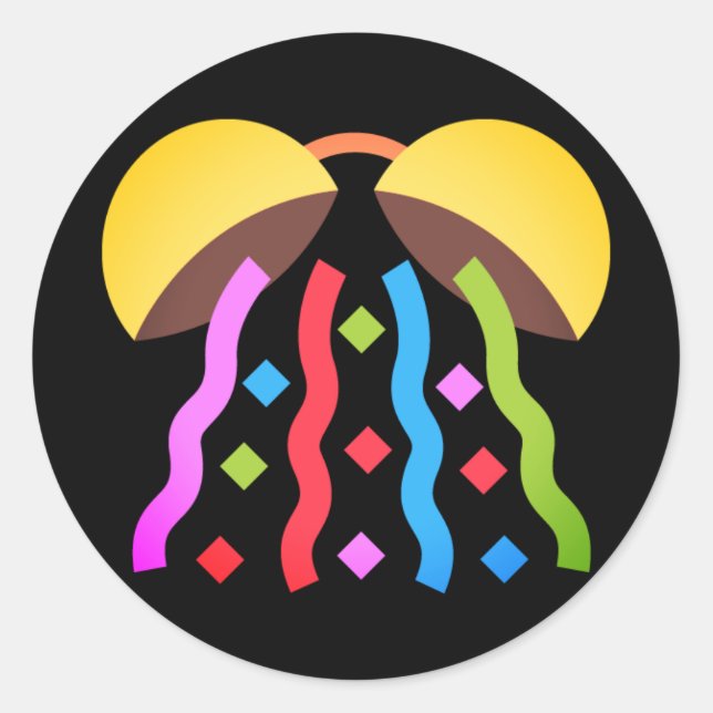 Party Confetti Emoji Classic Round Sticker (Front)