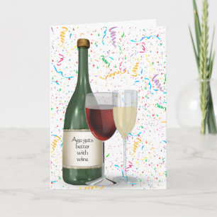 Party Confetti Wine Bottle for Birthday  Card