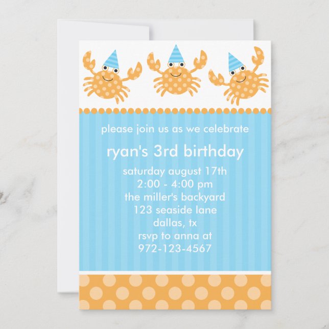 Party Crabs Birthday Invitations (Front)
