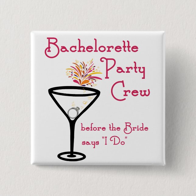 Party Crew 2 Inch Square Button (Front)