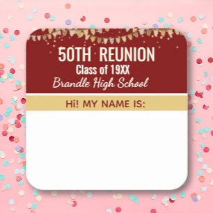 Party! Custom 50th Reunion Name tag sticker