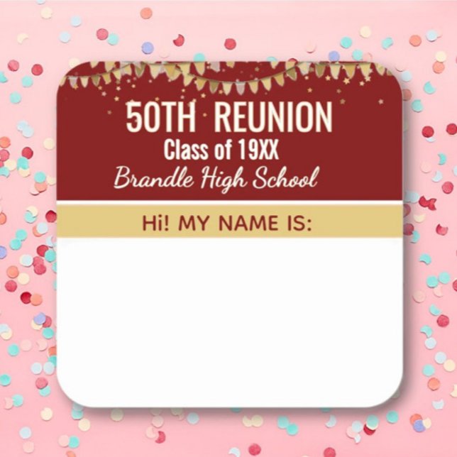 Party! Custom 50th Reunion Name tag sticker (Creator Uploaded)