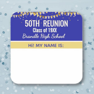 Party! Custom 50th Reunion Name tag sticker