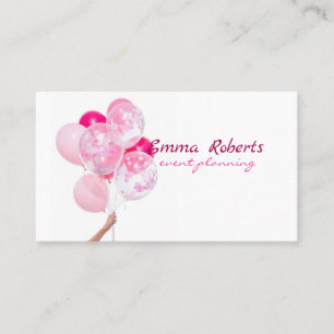 Party Decoration Glitter Balloons Sparkles Pink Business Card