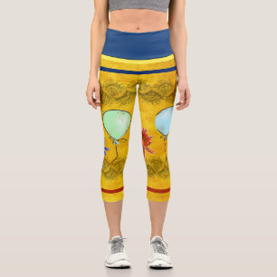Party Design with Balloons & Flowers Capri Leggings