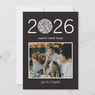 Party disco ball big modern photo new year card