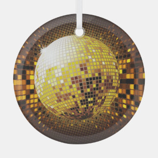 Party Disco: Vintage Glowing Lights. Glass Ornament