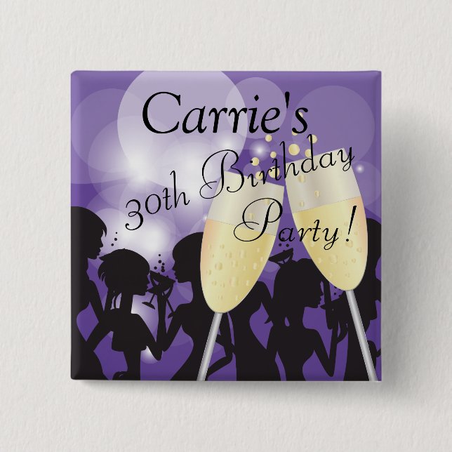 Party Diva Girls Night Out Template in Purple 2 Inch Square Button (Front)
