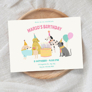 Party Dog colourful pastel colours birthday Invitation