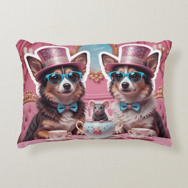 Party Dogs & A Mouse  Accent Pillow (Front)