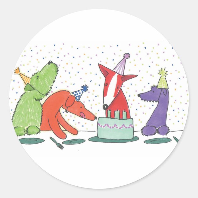 Party Dogs Classic Round Sticker (Front)