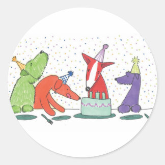 Party Dogs Classic Round Sticker