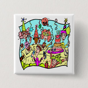 Party Down 50th Birthday Gifts 2 Inch Square Button