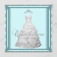 Party Dress Tiara Teal Blue White Quinceanera