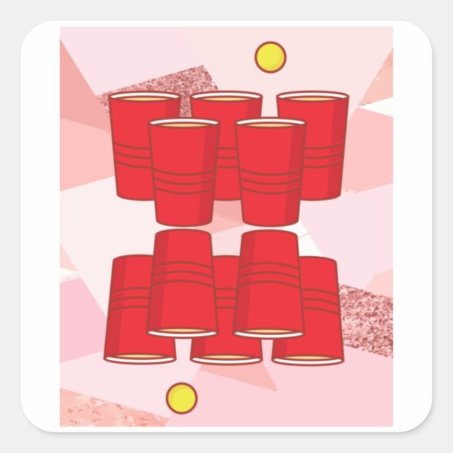 Party Drinking Game Beerpong Beer Pong Square Sticker (Front)
