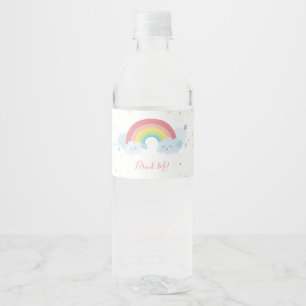 PARTY DRINKS colourful fun party pastel colours Water Bottle Label