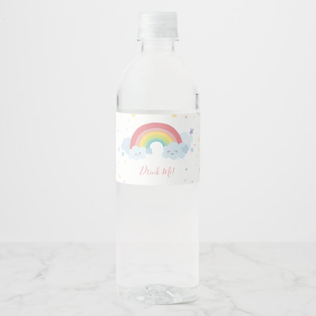 PARTY DRINKS colourful fun party pastel colours Water Bottle Label (Front)