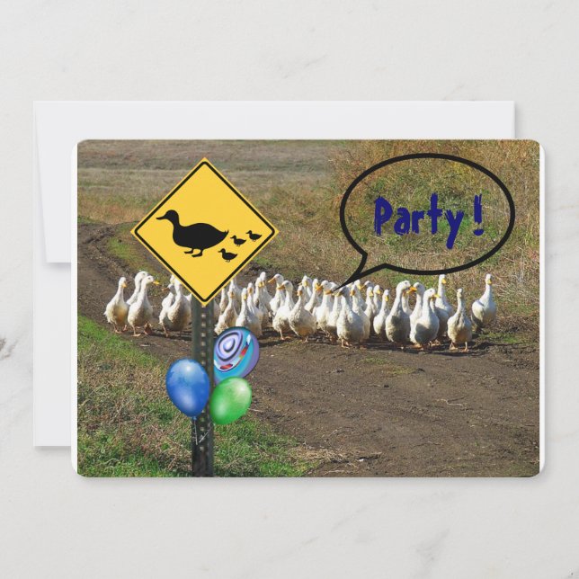Party..ducks crossing invitation (Front)